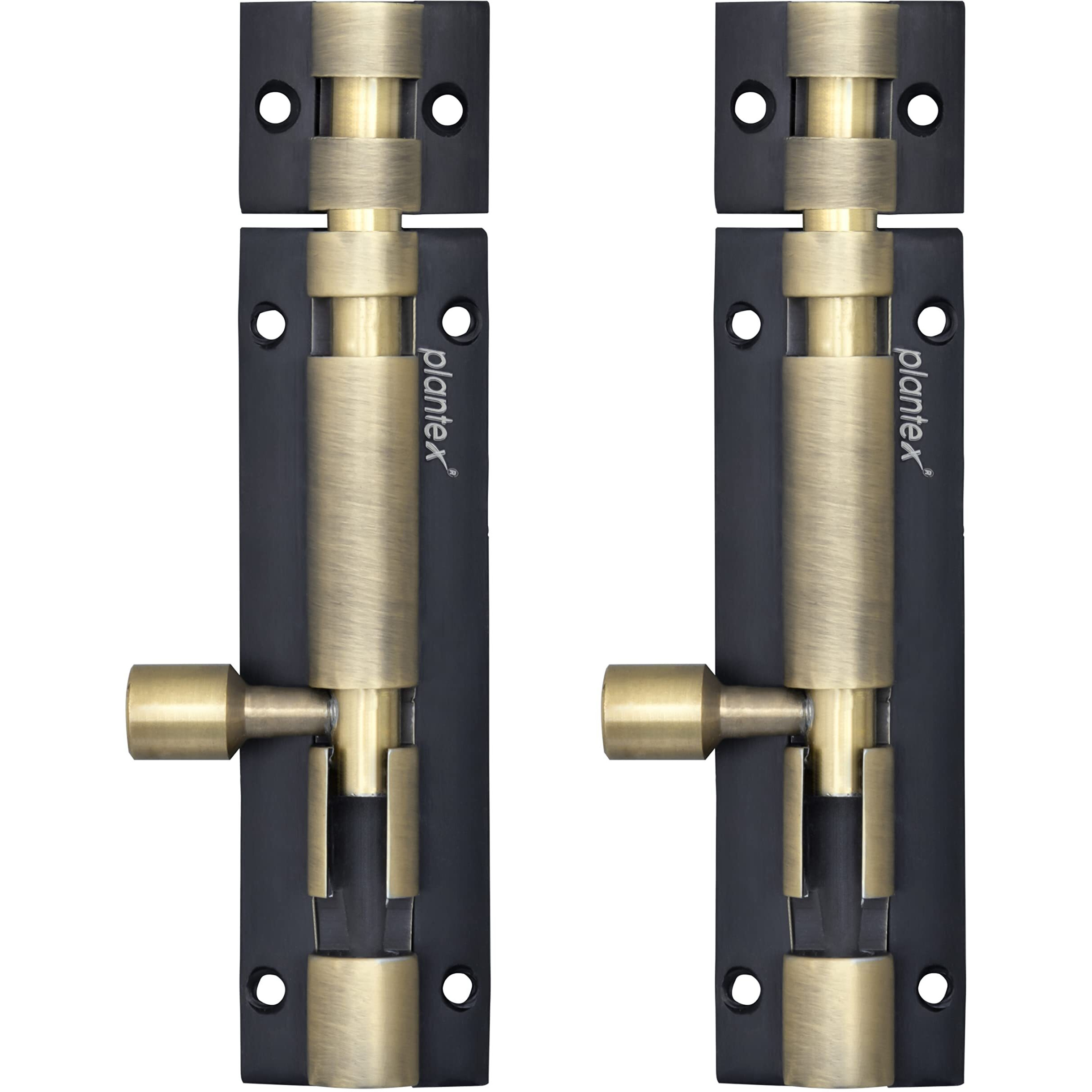 Plantex Stainless Steel Tower Bolt/Tower Bolt For Home,Offices Doors And Windows/Tower Bolt For Main Door/Door Latch/Kundi/Chitakini/Door Latch For Windows - Pack Of 2 (Brass Finish, 4 Inch)