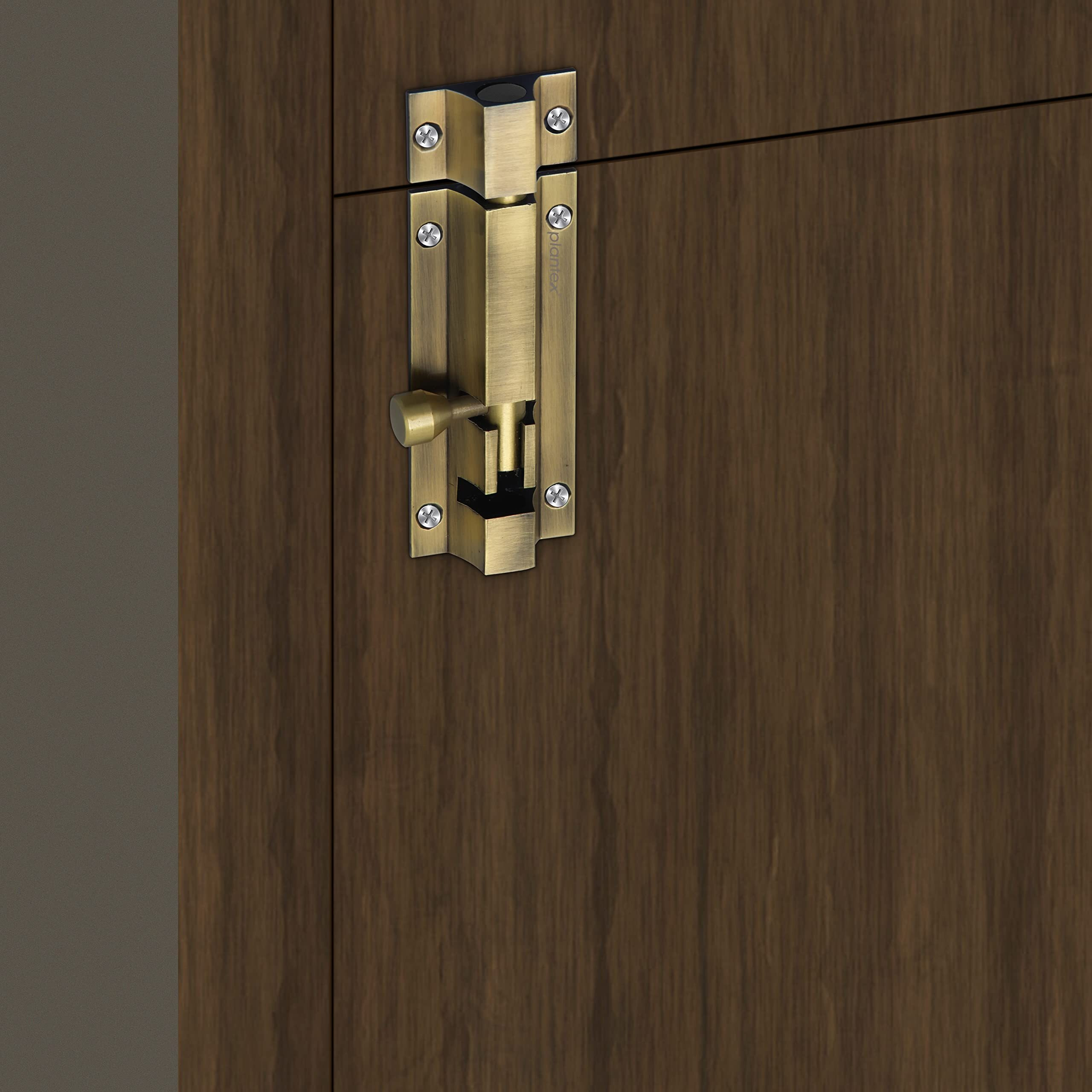 Plantex Stainless Steel Tower Bolt/Tower Bolt For Home,Offices Doors And Windows/Tower Bolt For Main Door/Door Latch/Kundi/Chitakini/Door Latch For Windows - Pack Of 8 (Brass Finish, 4 Inch)