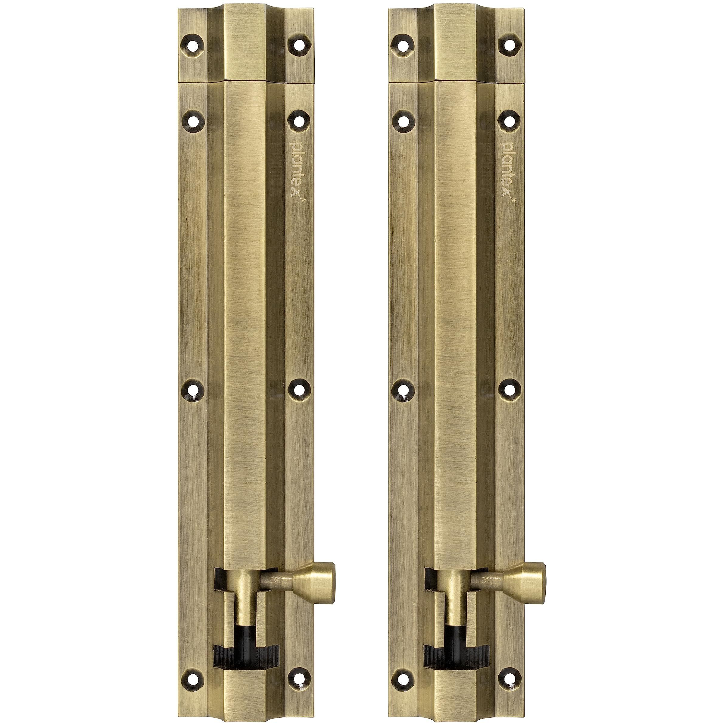 Plantex Stainless Steel 8 Inch Tower Bolt/Tower Bolt For Home,Offices Doors And Windows/Tower Bolt For Main Door/Door Latch/Kundi/Chitakini/Door Latch For Windows (Brass Antique, Pack Of 2)