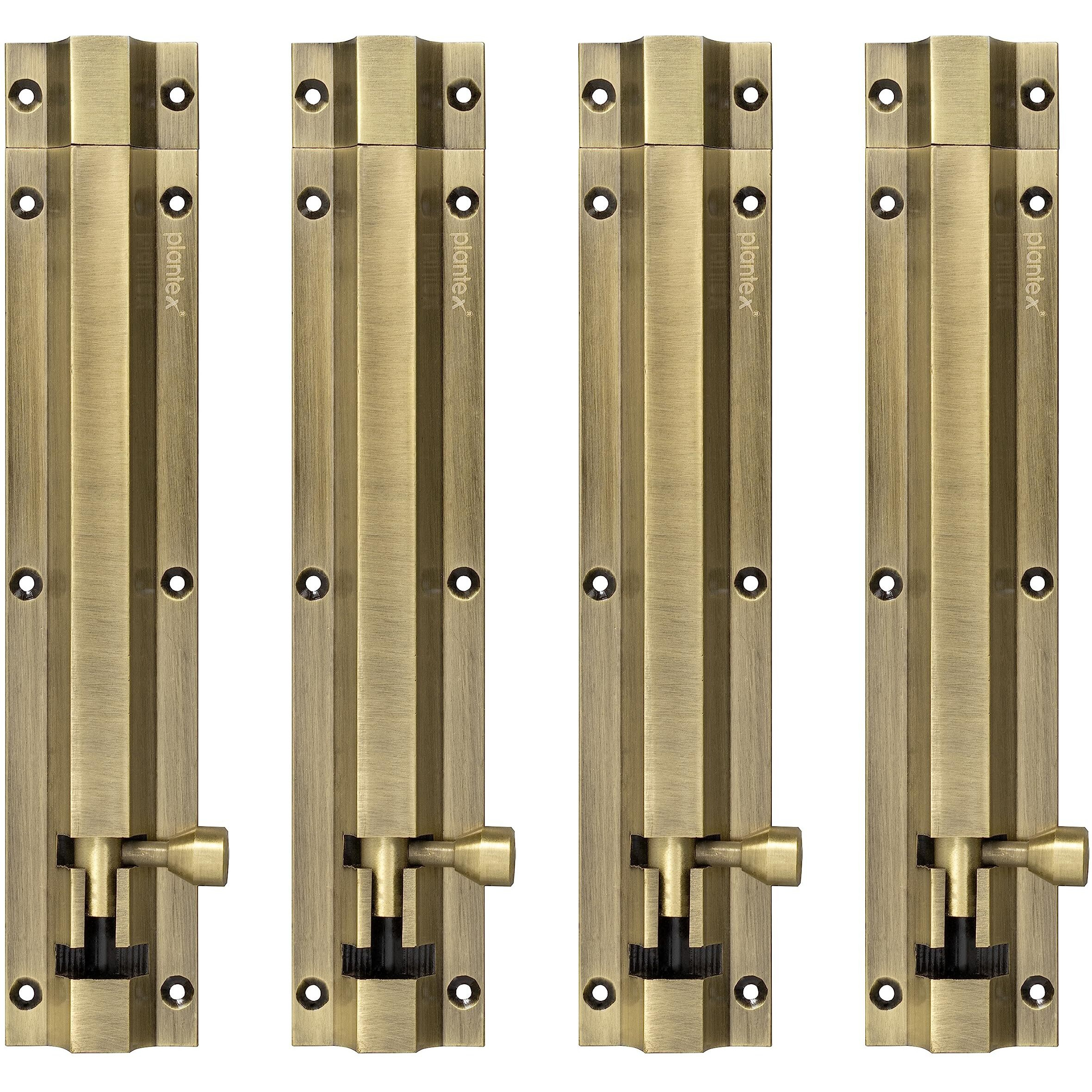 Plantex Stainless Steel 8 Inch Tower Bolt/Tower Bolt For Home,Offices Doors And Windows/Tower Bolt For Main Door/Door Latch/Kundi/Chitakini/Door Latch For Windows (Brass Antique, Pack Of 4)