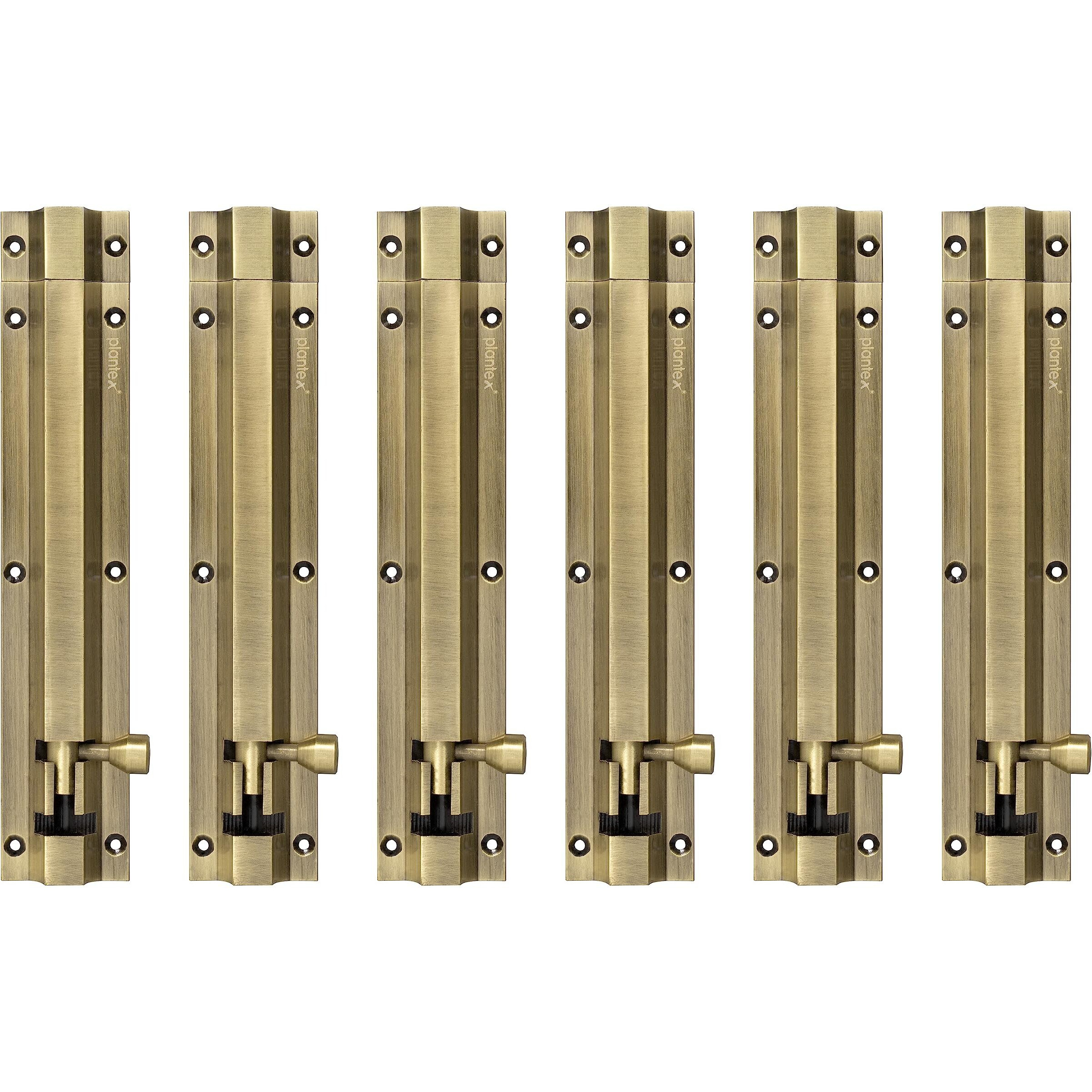 Plantex Stainless Steel 8 Inch Tower Bolt/Tower Bolt For Home,Offices Doors And Windows/Tower Bolt For Main Door/Door Latch/Kundi/Chitakini/Door Latch For Windows (Brass Antique, Pack Of 6)