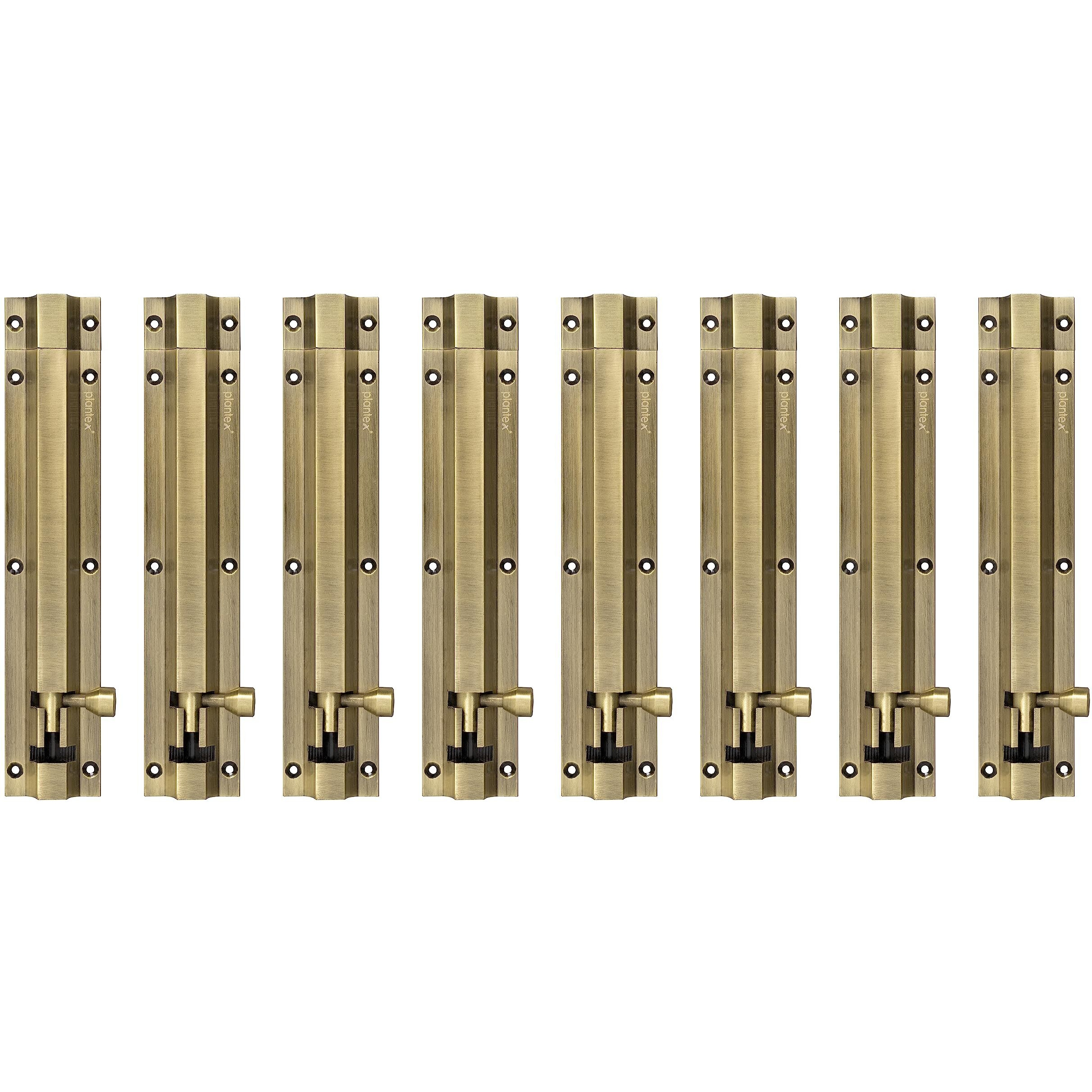 Plantex Stainless Steel 8 Inch Tower Bolt/Tower Bolt For Home,Offices Doors And Windows/Tower Bolt For Main Door/Door Latch/Kundi/Chitakini/Door Latch For Windows (Brass Antique, Pack Of 8)
