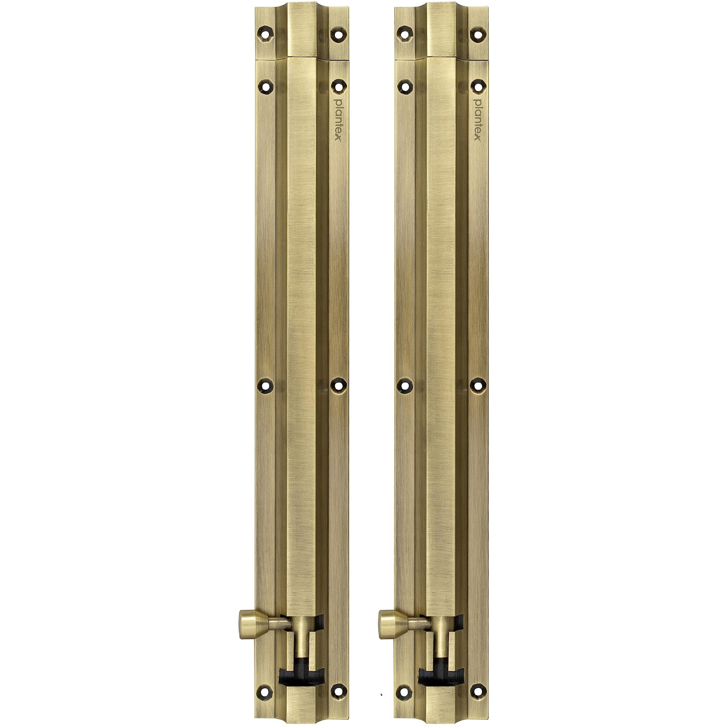 Plantex Stainless Steel Tower Bolt/Tower Bolt For Home,Offices Doors And Windows/Tower Bolt For Main Door/Door Latch/Kundi/Chitakini/Door Latch For Windows - Pack Of 2 (Brass Finish, 12 Inch)