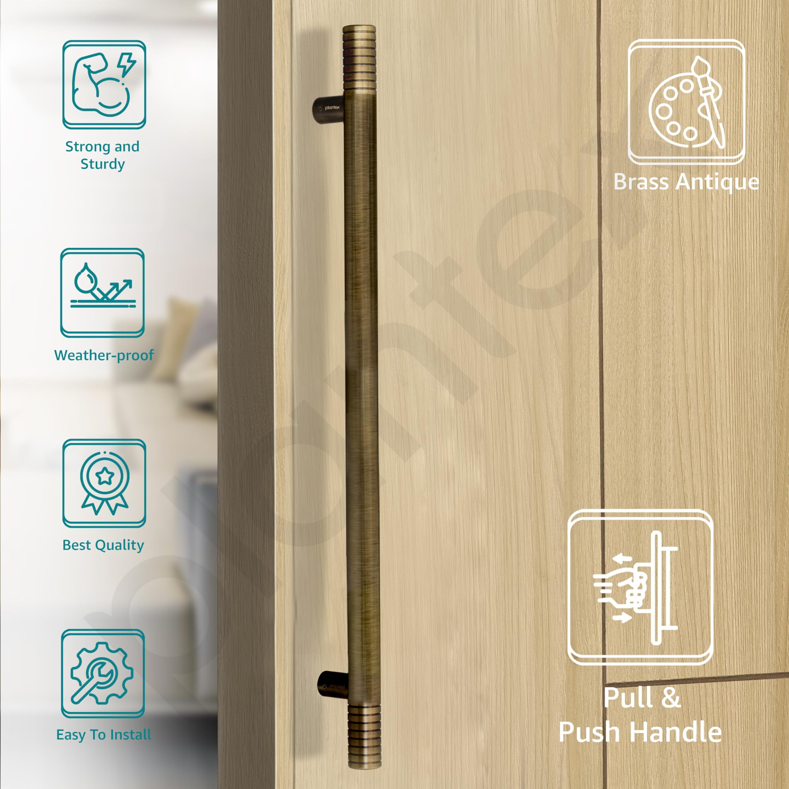 Plantex Heavy Duty Door Handle/30 Inch Main Door Handle/Door Pull-Push Handle/Door & Home Decor - Pack Of 1 (Brass Antique) - 3 Years Warranty