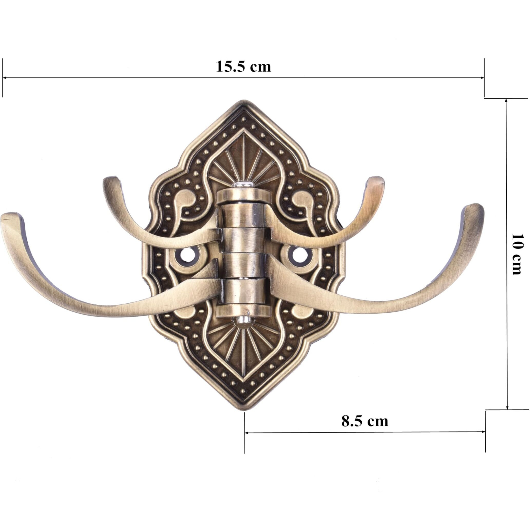 Plantex Antique Robe Hook/Cloth-Towel Hanger/Door Hanger-Hook/Bathroom Accessories - Pack Of 2 (Brass, Zinc)
