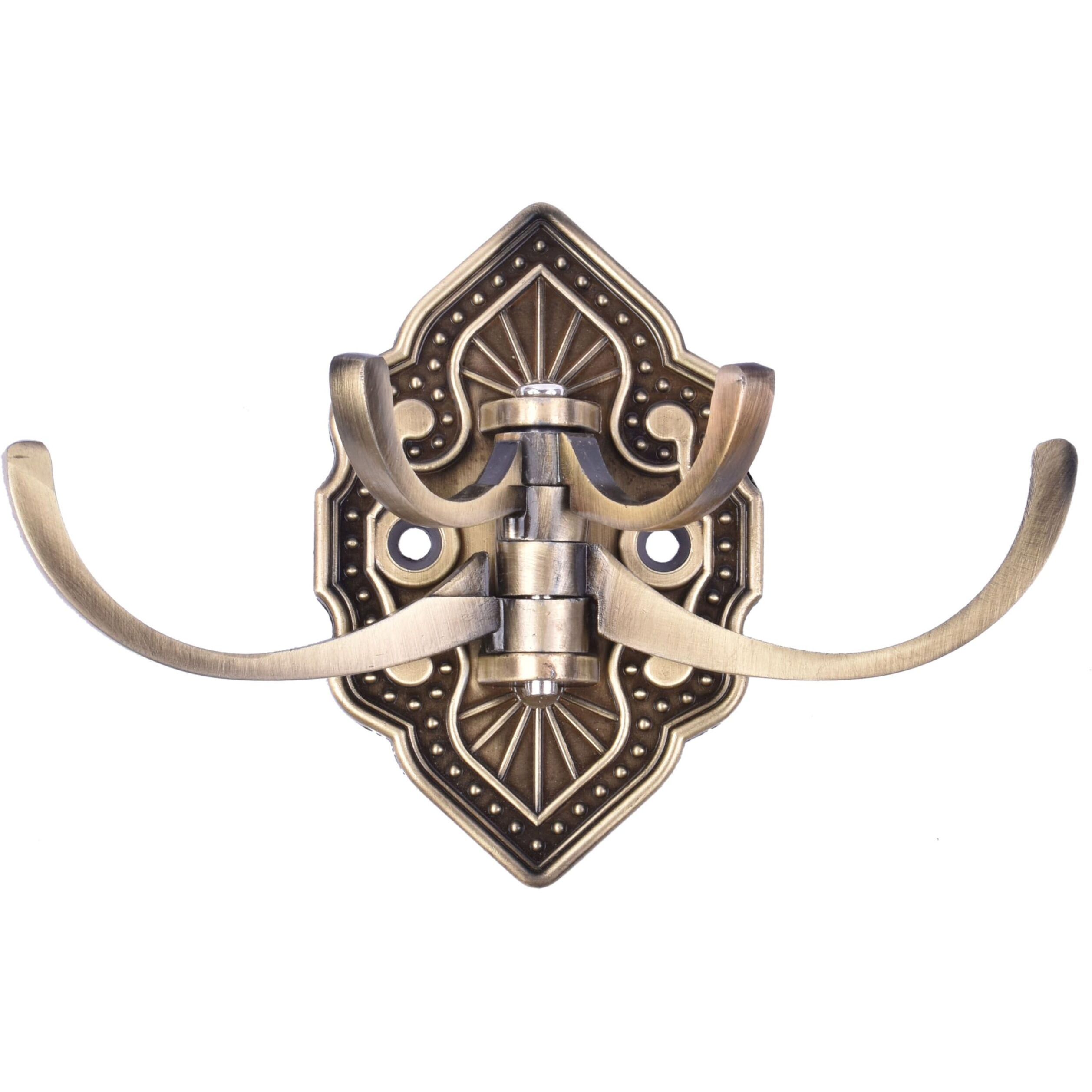 Plantex Antique Robe Hook/Cloth-Towel Hanger/Door Hanger-Hook/Bathroom Accessories - Pack Of 2 (Brass, Zinc)