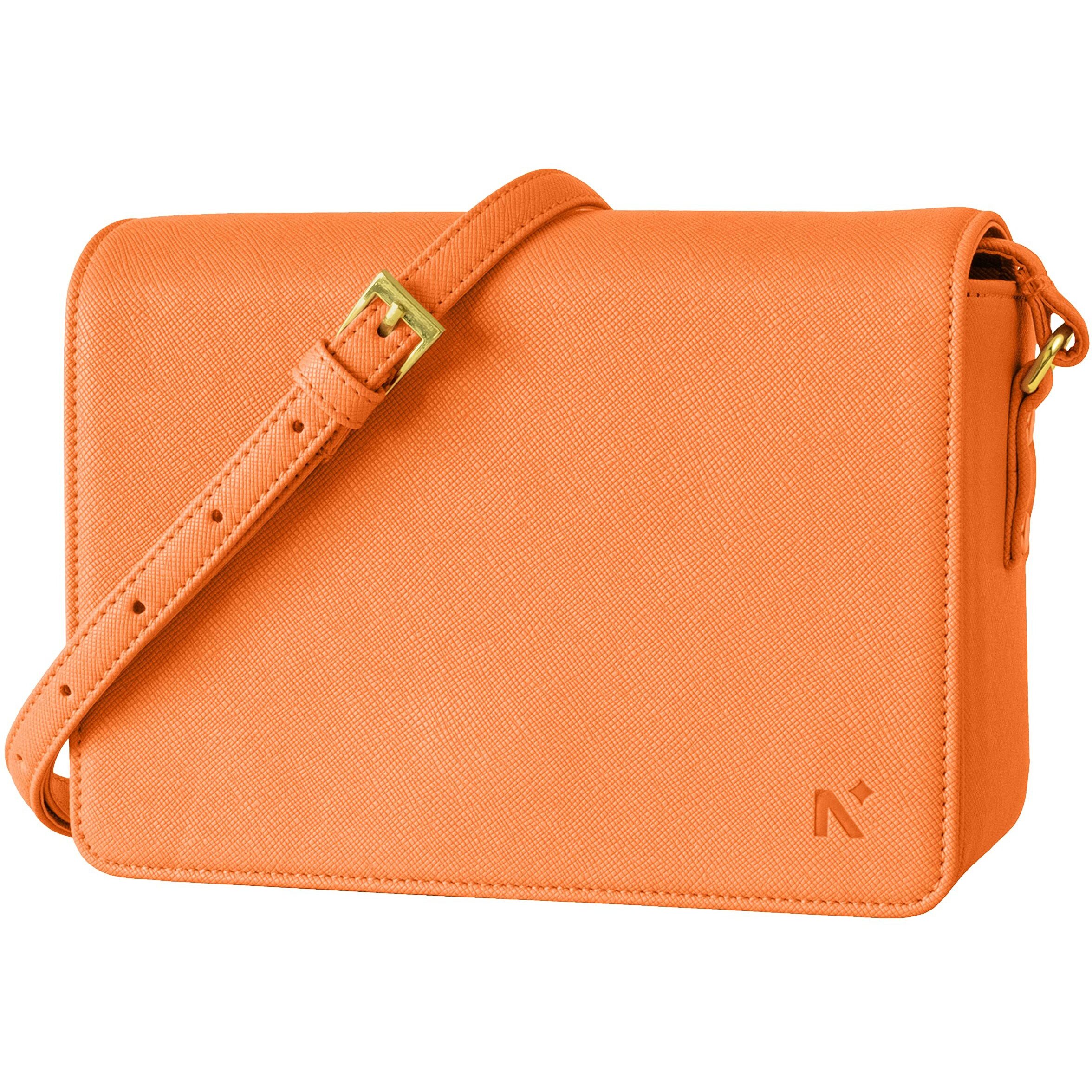 Neorah  Ladies Box Sling Bag Eleanor + Magnetic Closure + Spacious Main Compartment + Zippered Compartment For Cash & Card + Adjustable Strap | Hand Crafted Vegan Leather | Crossbody For Women | Compact, Lightweight Sling Bag For Shopping, College, Party, Office, Work, Travel, Birthday, Anniversary, Valentine Gift | Ladies Bag Handbag | Multipurpose Everyday Shoulder Bag Purse - Orange