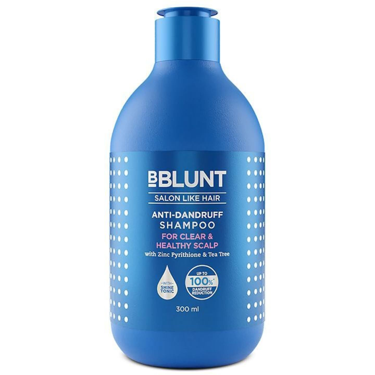 Bblunt Anti-Dandruff Shampoo For A Clear & Healthy Scalp | With Zinc Pyrithione & Tea Tree | Reduces Dandruff Up To 100% | Controls Oil & Itchiness | For All Hair Types | For Women And Men | 300 Ml