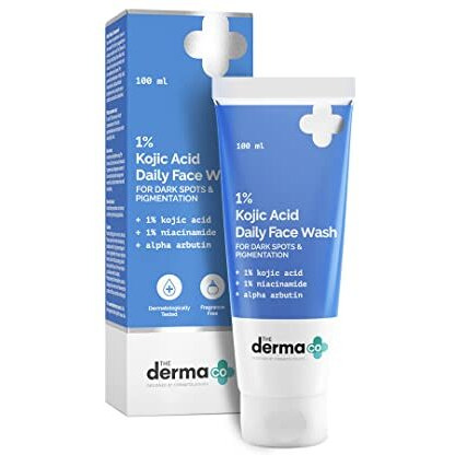 The Derma Co 1% Kojic Acid Face Wash I With Niacinamide & Alpha Arbutin I Reduces Dark Spots & Pigmentation I Cleanses & Brightens Skin I Non-Drying Formula I For All Skin Types- 100Ml