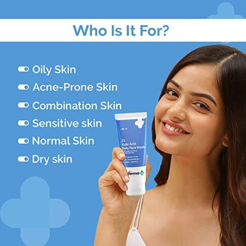 The Derma Co 1% Kojic Acid Face Wash I With Niacinamide & Alpha Arbutin I Reduces Dark Spots & Pigmentation I Cleanses & Brightens Skin I Non-Drying Formula I For All Skin Types- 100Ml