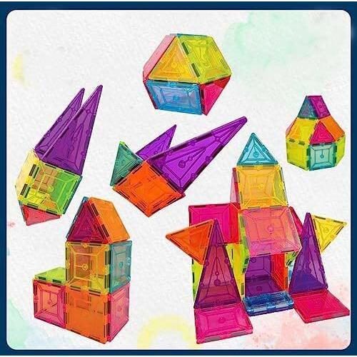 Wembley Magnetic Tiles For Kids | Magnetic Building Blocks For Kids 3 4 5 6 7 8 Years | Constructing And Creative Learning Educational Brain Toys | Stem Learning Kit Magnetic Toys For Kids - 28 Pcs