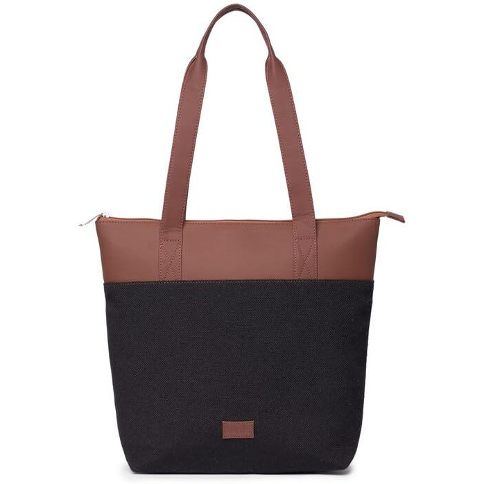 Zouk Jet Black Solid Printed Women's Jute Handcrafted Vegan Leather Black Everyday Tote
