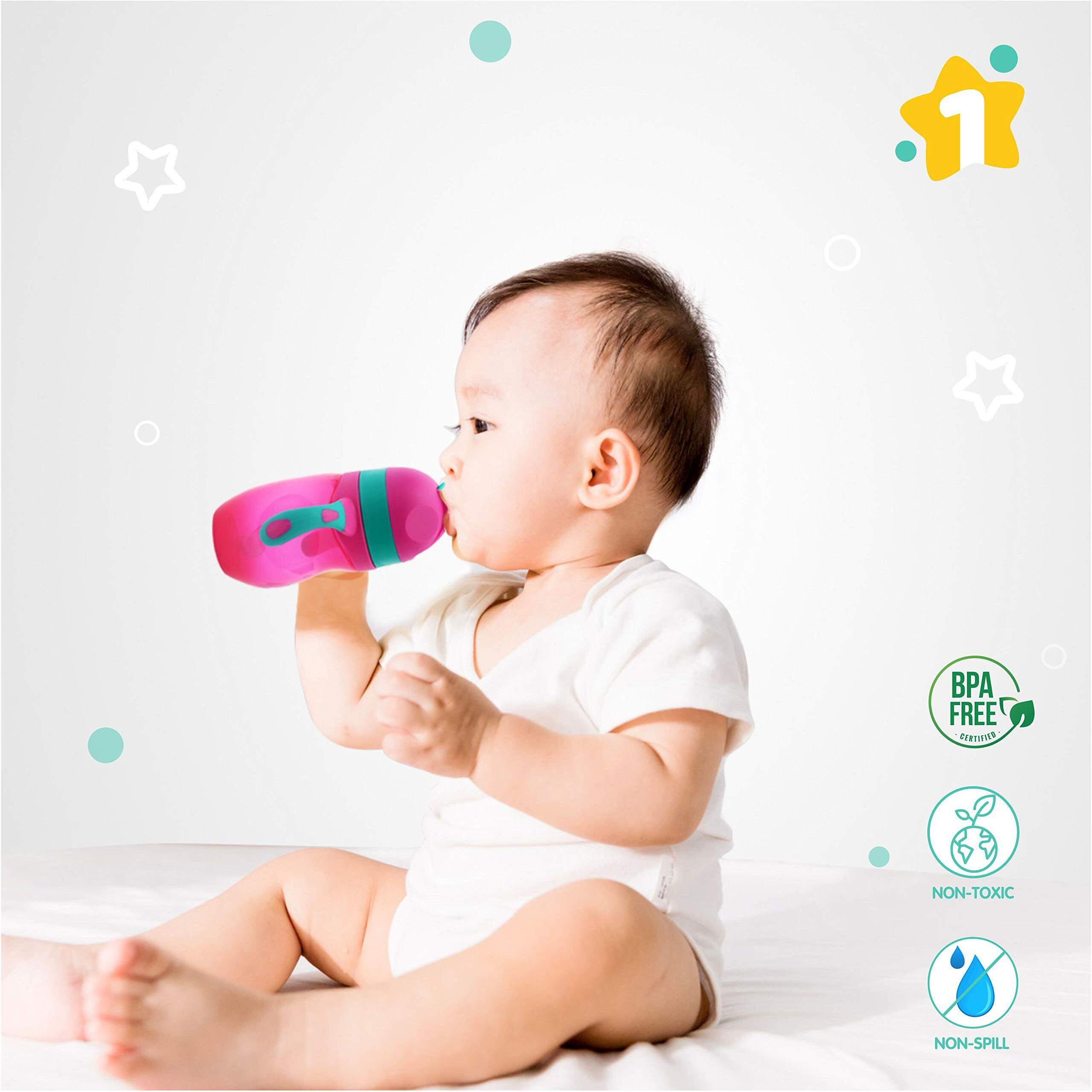 1St Step 220Ml Birdie Bpa Free Non-Spill Sipper/Sippy Cup With Soft Silicone Straw (Pink)