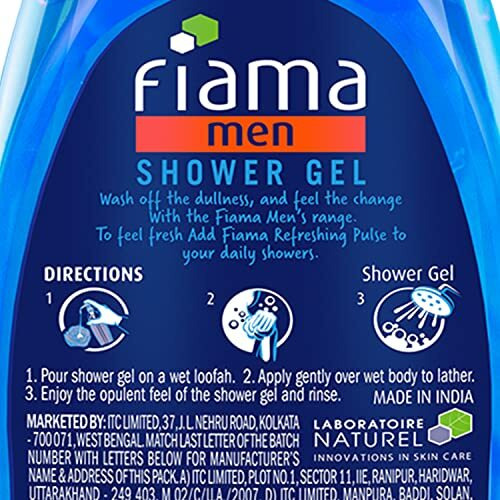 Fiama Men Refreshing Pulse Body Wash Shower Gel, 500Ml, Body Wash For Men With Skin Conditioners & Sea Minerals For Soft & Refreshed Skin, Mens Moisurising Bodywash For Dry Skin