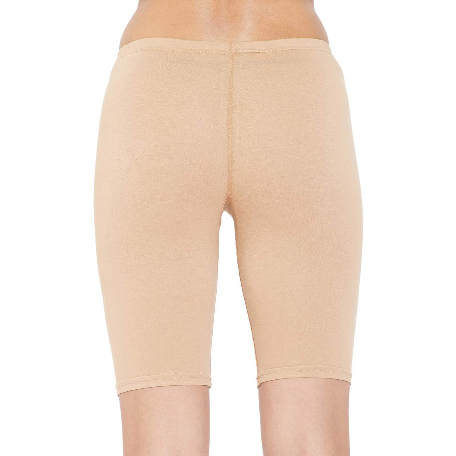 Clovia Women's Cotton Mid Waist Cycling Shorts With Inner Elastic (Pn3352P24_Beige_Xl)
