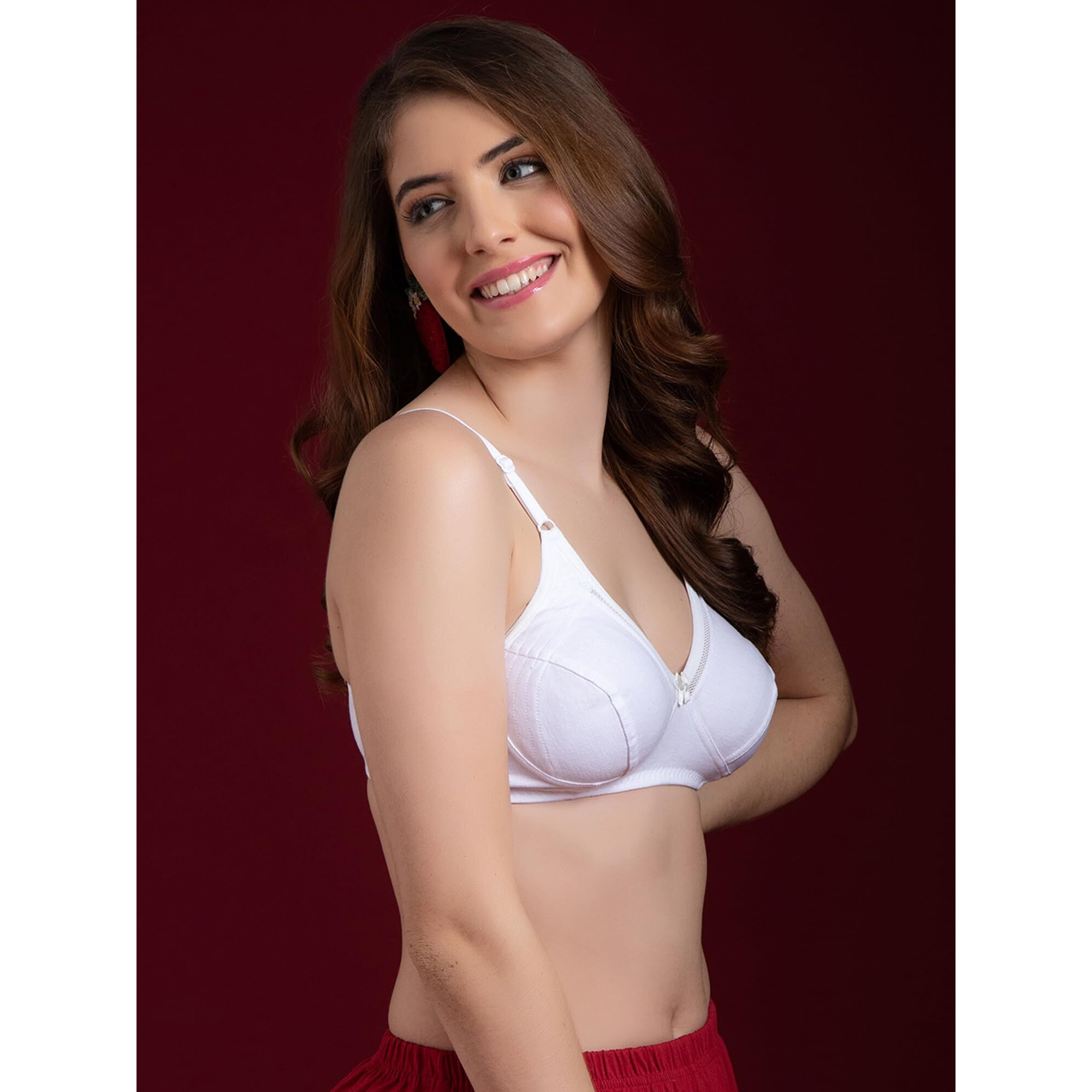 Clovia Women's Cotton Rich Solid Non-Padded Full Cup Wire Free Everyday Bra (Br0469P18_White_32C)
