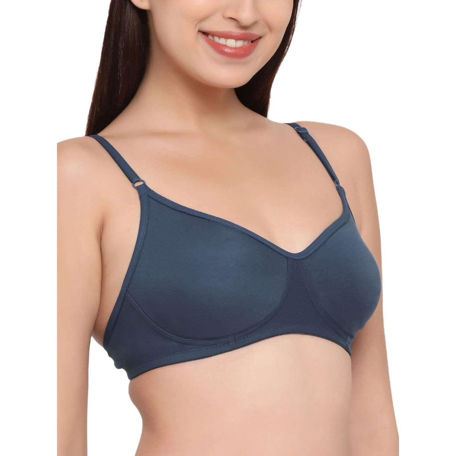 Clovia Cotton Rich Non-Padded Non-Wired T-Shirt Bra (Br0184P08_Blue_36C)