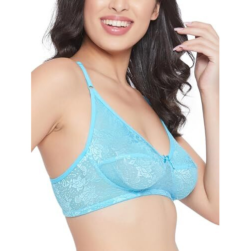 Clovia Women's Synthetic Full Cup Bra (Br0181Q47- Turquoise_32B)