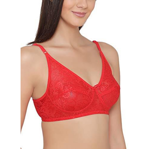 Clovia Women's Cotton Non-Padded Wire Free Everyday Bra (Br0181Q04-36C_Red_36 C_Red_36C)