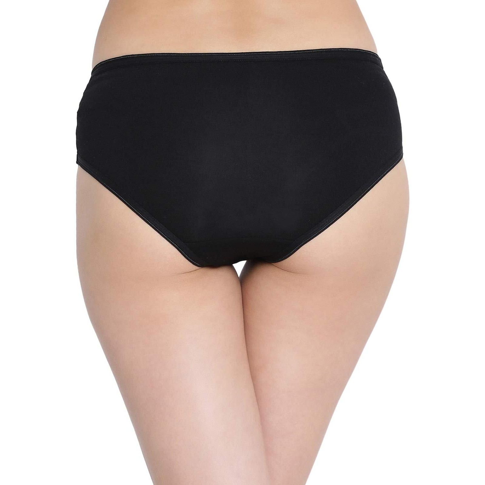 Clovia Women's Cotton Mid Waist Hipster Panty With Powernet Panels (Pn2866P13_Black_M)