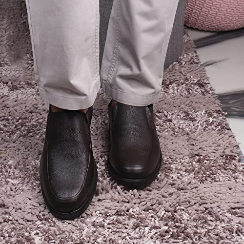 Red Chief Brown Leather Formal Slip On Shoes For Men