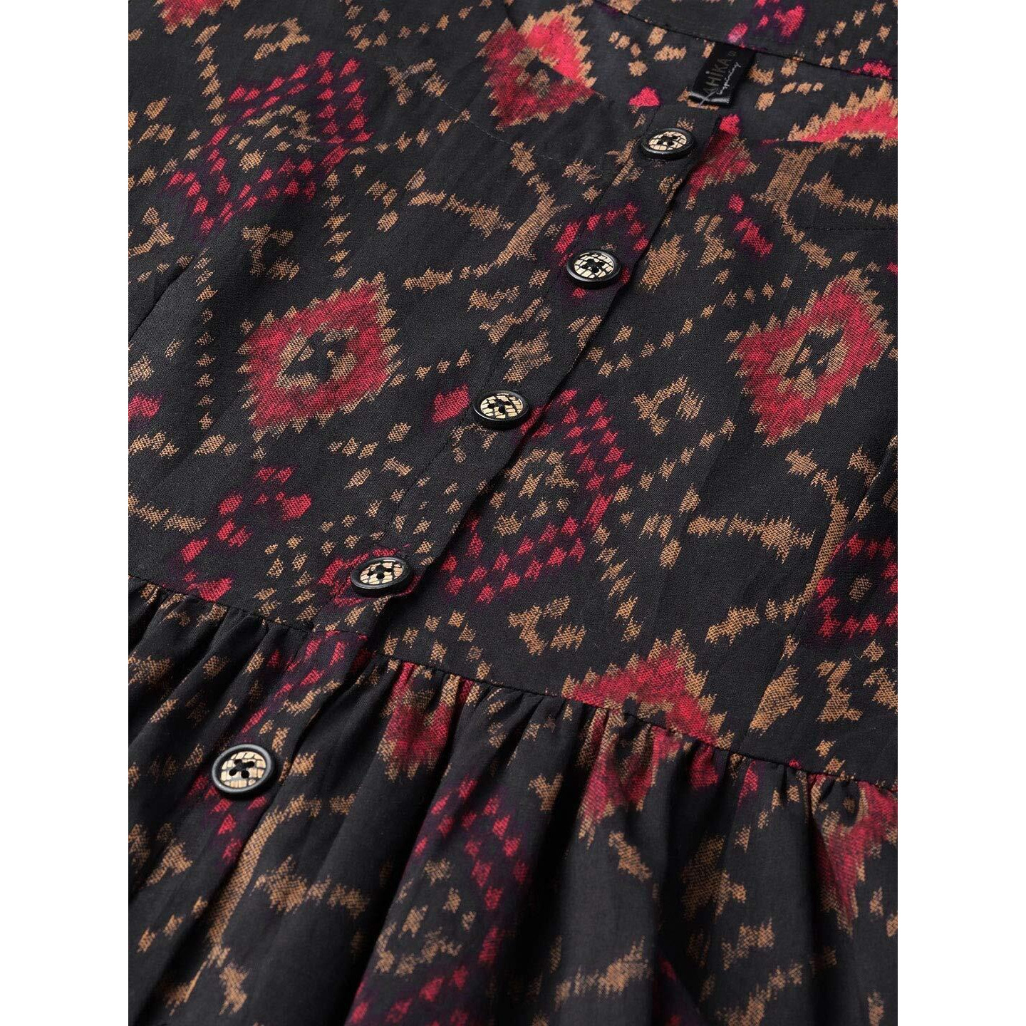 Vaamsi Women's Geometric Printed Regular Kurta (Vck1371_4Xl_Black)