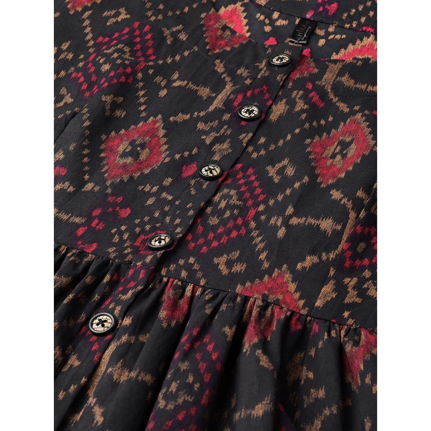 Vaamsi Women's Geometric Printed Regular Kurta (Vck1371_Xs_Black)