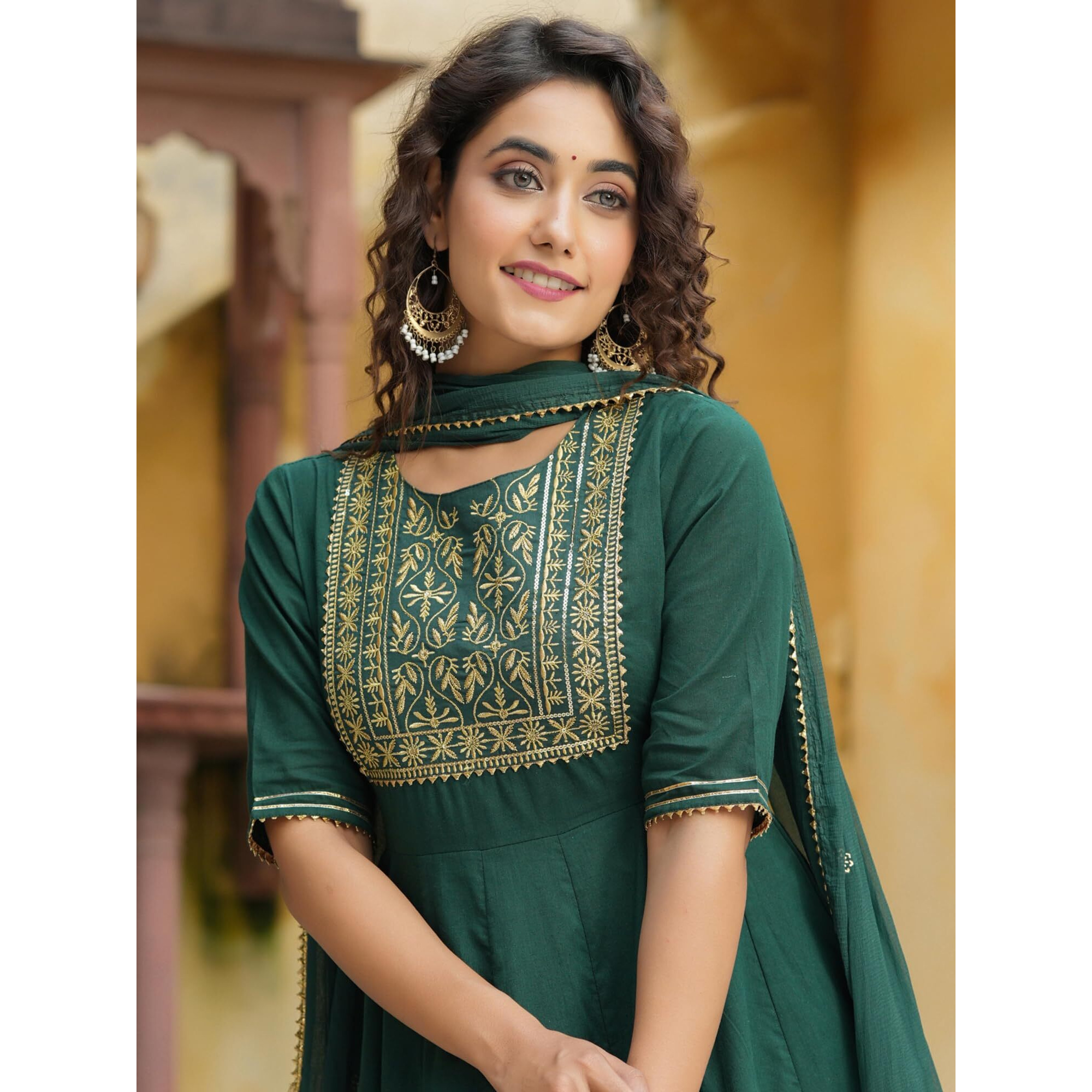 Vaamsi Women's Pure Cotton Printed Kurta Pant Dupatta Set (Vkskd1218_Xl_Green)