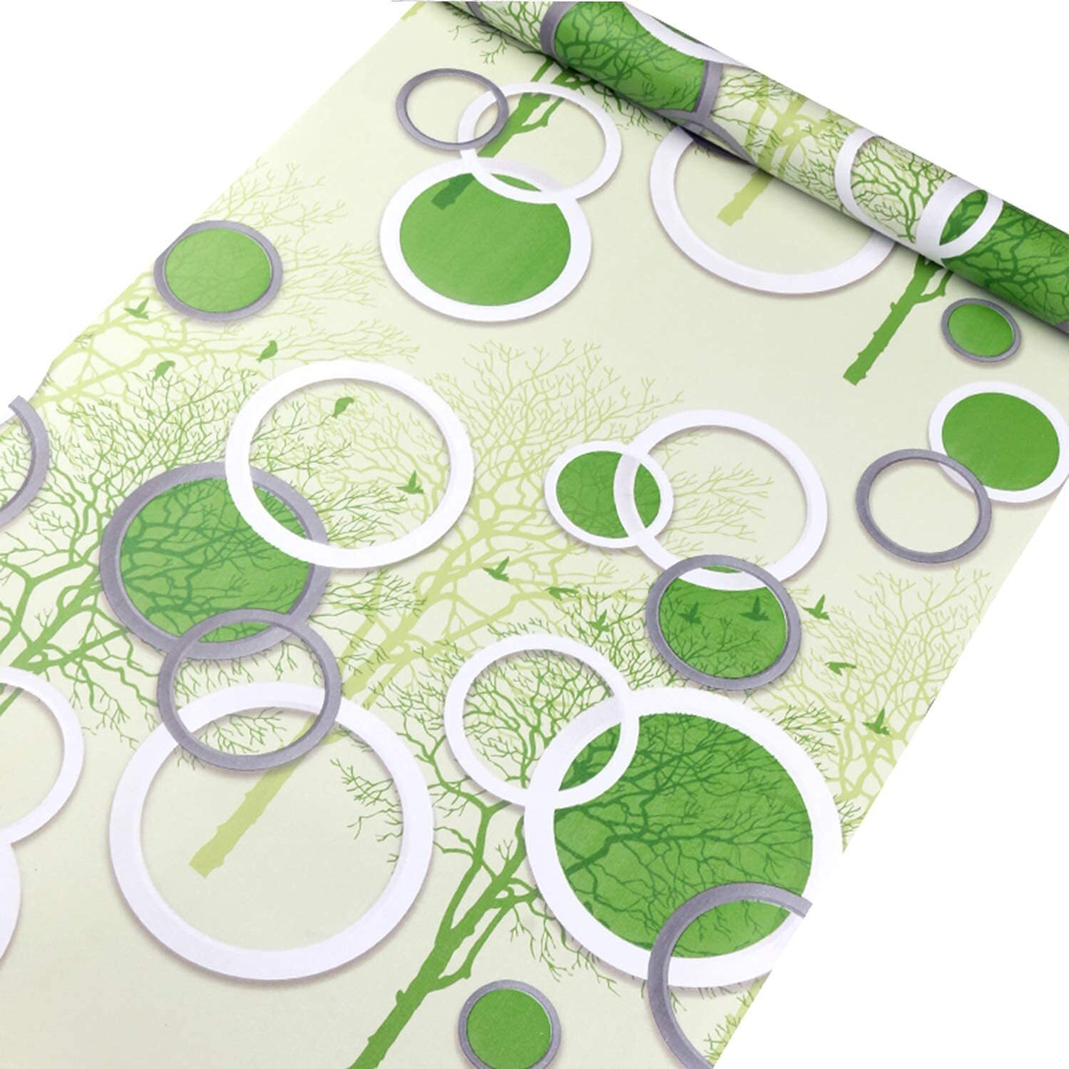 Annacreations Self Adhesive Wallpaper Waterproof Vinyl Stickers Pvc Wall Papers (18''Inches X 120'' Inches) (Circle Green)