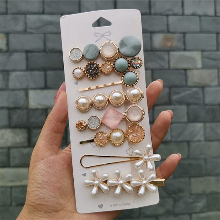 Annacreations 8 Pcs Premium Korean Stylish Hair Clips For Women And Girls, Multicolor 8 Piece Set (Blue)