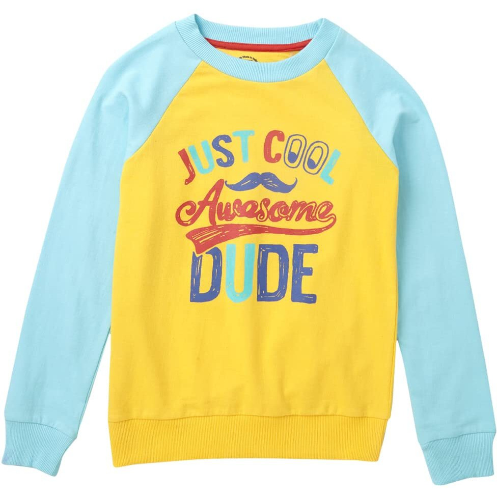 10 Years Boys Sweatshirt By Cub Mcpaws | Cotton Round Neck Full Sleeves Kids Sweatshirt For Boys| Yellow Stylish Boys Winter Wear| 10-11Y