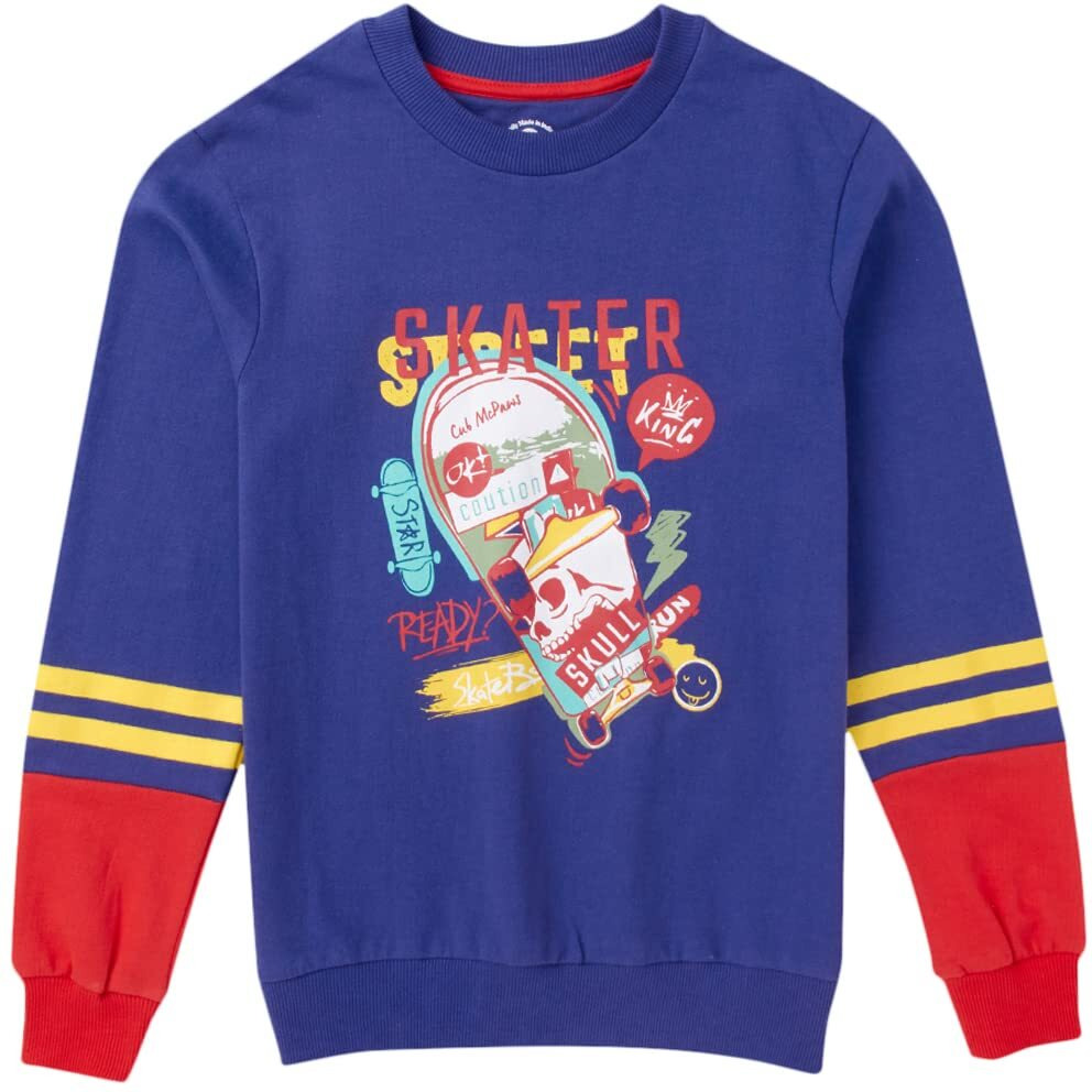 11 Years Boys Sweatshirt By Cub Mcpaws | Cotton Round Neck Full Sleeves Kids Sweatshirt For Boys| Dark Blue Stylish Boys Winter Wear| 11-12Y