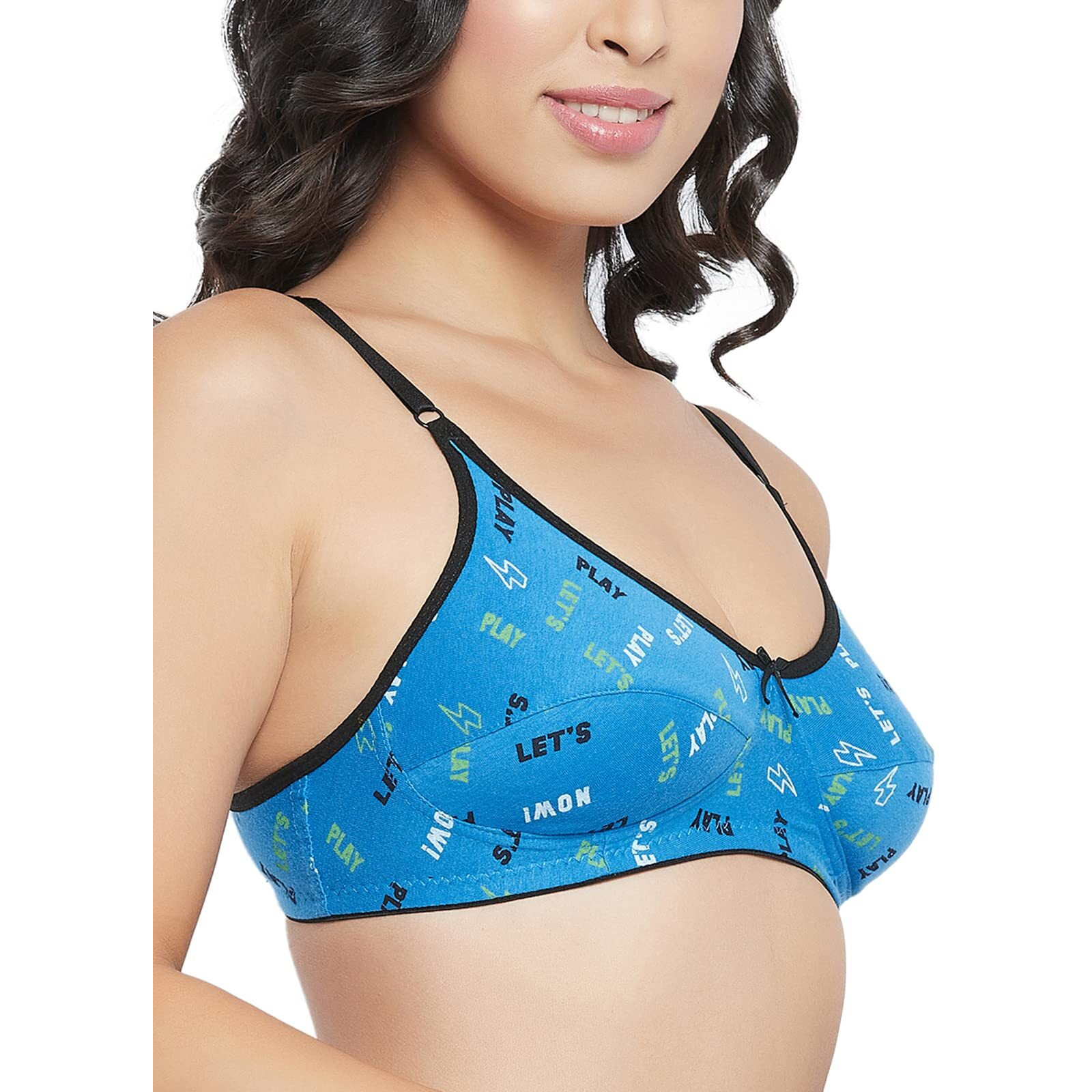 Clovia Women's Cotton Casual Full Coverage Bra (Br0227Q0332B_Blue 2_32B)