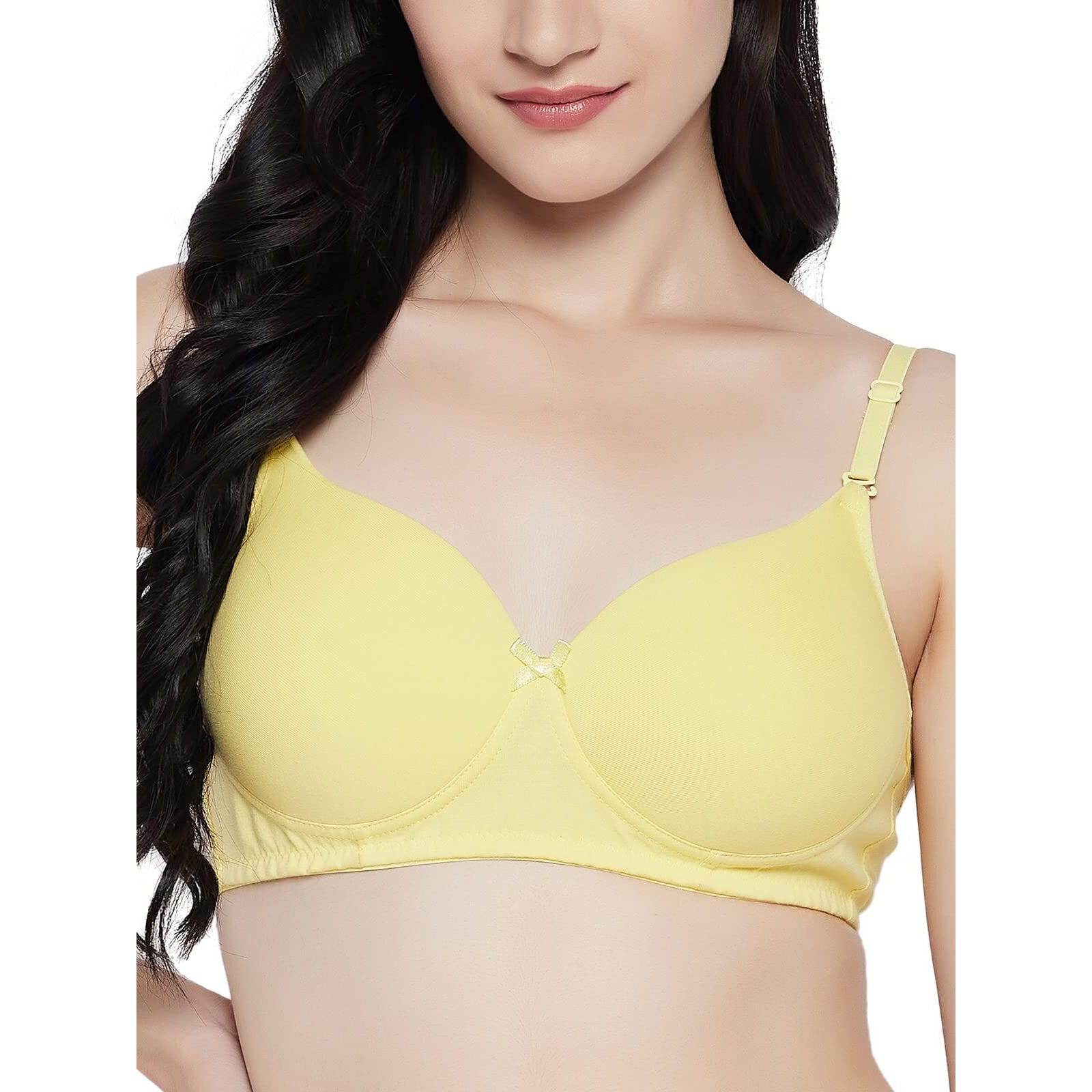 Clovia Women's Cotton Padded Non-Wired Demi Cup Multiway T-Shirt Bra (Br1581P02_Light Yellow_38C)
