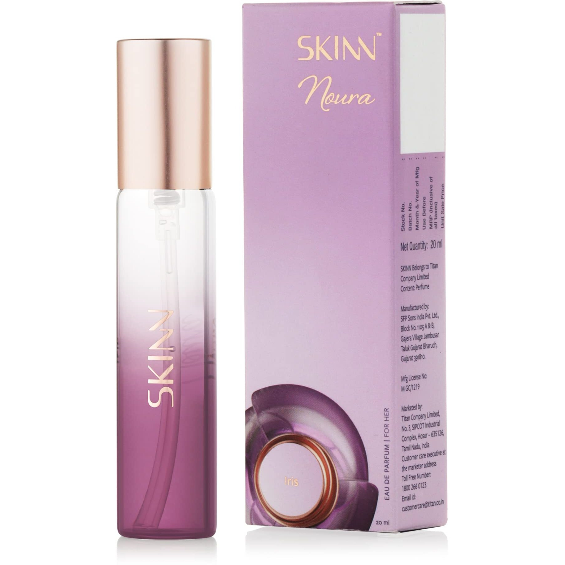 Skinn By Titan Noura Iris Perfume | Fragrance For Women| 20Ml Edp | Floral And Fruity Fragrance For Women |Long-Lasting Fragrance | Pocket Sized Perfume | Travel Friendly Perfumes For Her