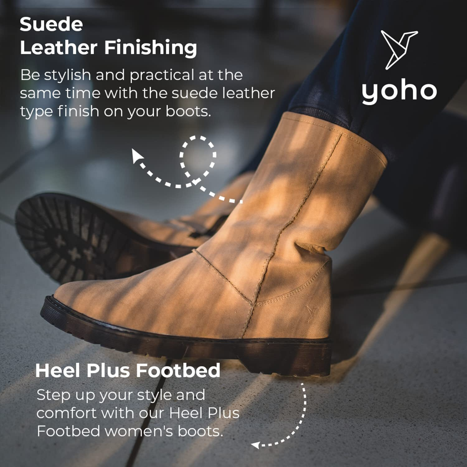 Yoho Black Boot For Women Stylish And Comfortable| Mid Ankle Boot And Anti Skid Sole |Trendy, Zipper Casual Boots For Womens, Outdoor And Holiday Outings| Size-4