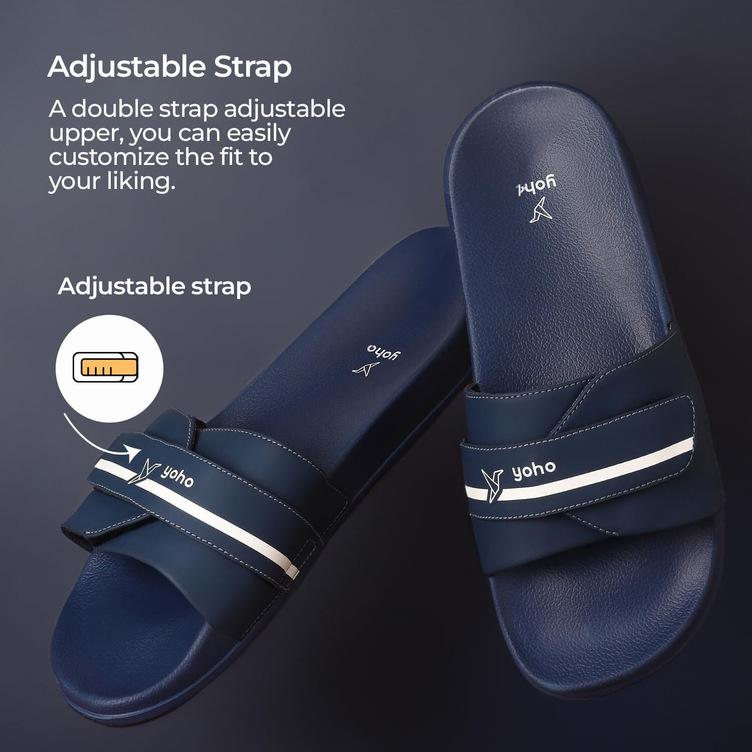 Yoho Drystep Slides For Men | Water-Friendly | Super Flexible | Adjustable Strap | Skin Friendly | Lightweight And Comfortable Stylish Sliders Slipper For Mens