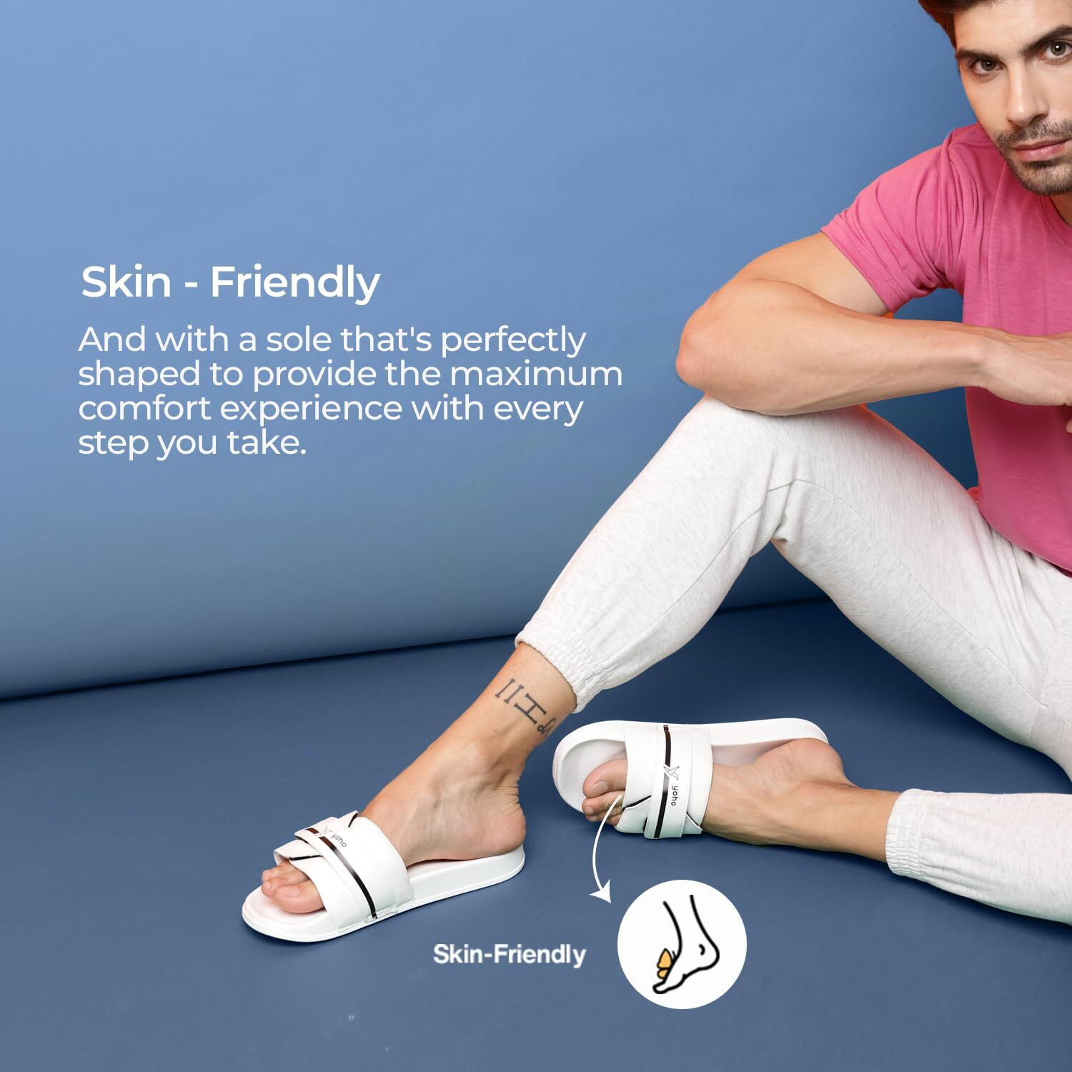 Yoho Drystep Slides For Men | Water-Friendly | Super Flexible | Adjustable Strap | Skin Friendly | Lightweight And Comfortable Style