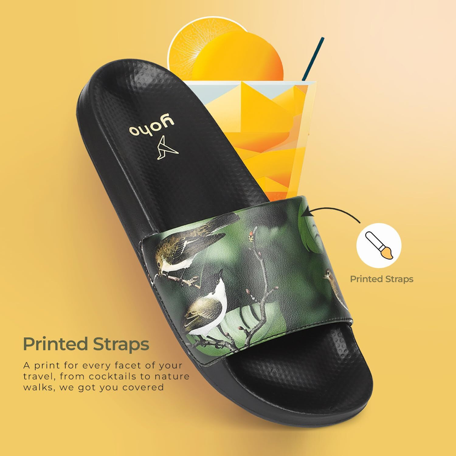 Yoho Tropica Printed Comfortable Women Slides | Stylish & Waterproof | Soft Inner Lining On Strap