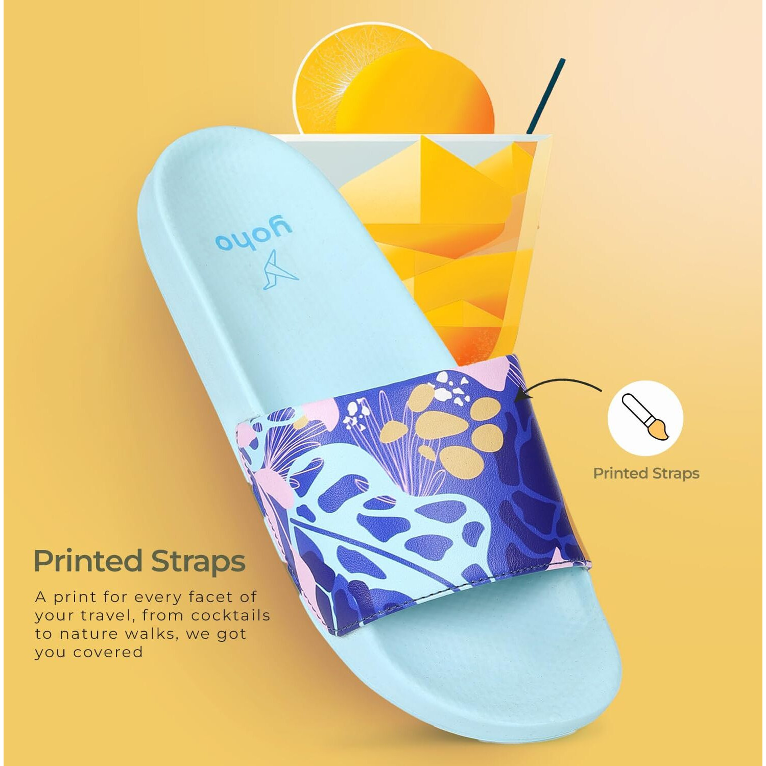 Yoho Tropica Printed Comfortable Women Slides | Stylish & Waterproof | Soft Inner Lining On Strap
