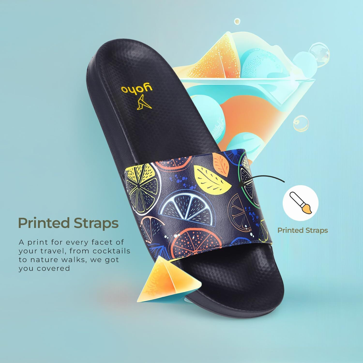 Yoho Tropica Printed Comfortable Women Slides | Stylish & Waterproof | Soft Inner Lining On Strap