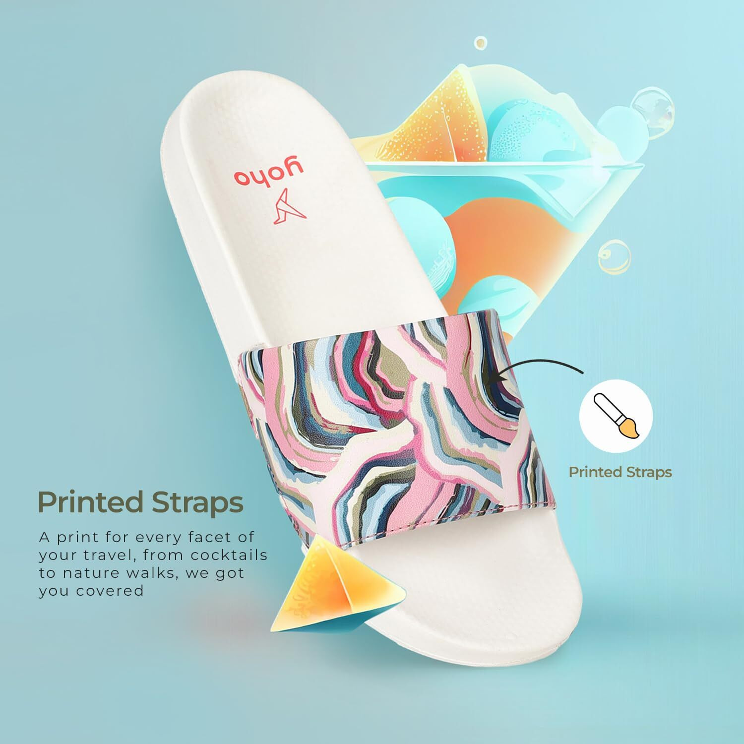 Yoho Tropica Printed Comfortable Women Slides | Stylish & Waterproof | Soft Inner Lining On Strap