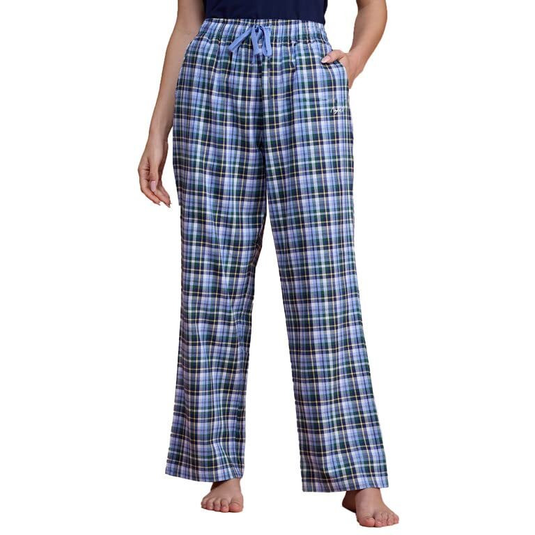 Nykd Women's All Day Comfy Printed Curved Hem With Stylish Floral Design Sleep In Step Out Shorts | Rayon | Adjustable | Detailed Pyjama, Nys141, Hydrangea Plaid, L, 1N