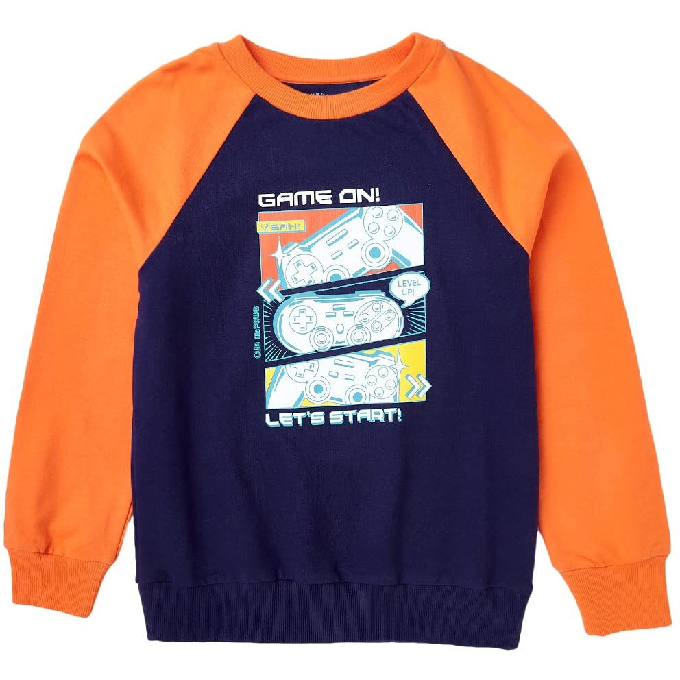 11 Years Boys Sweatshirt By Cub Mcpaws | Cotton Round Neck Full Sleeves Kids Sweatshirt For Boys| Navy Stylish Boys Winter Wear| 11-12Y