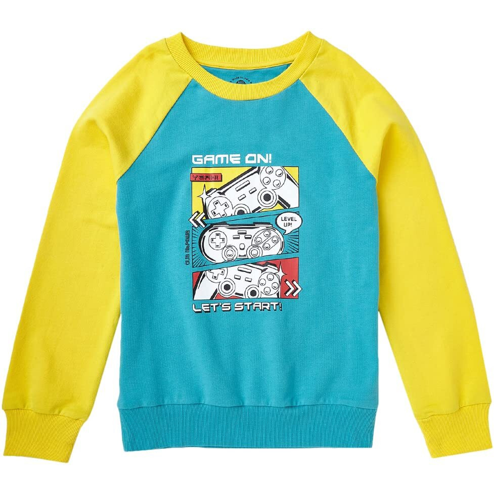 11 Years Boys Sweatshirt By Cub Mcpaws | Cotton Round Neck Full Sleeves Kids Sweatshirt For Boys| Light Blue Stylish Boys Winter Wear| 11-12Y