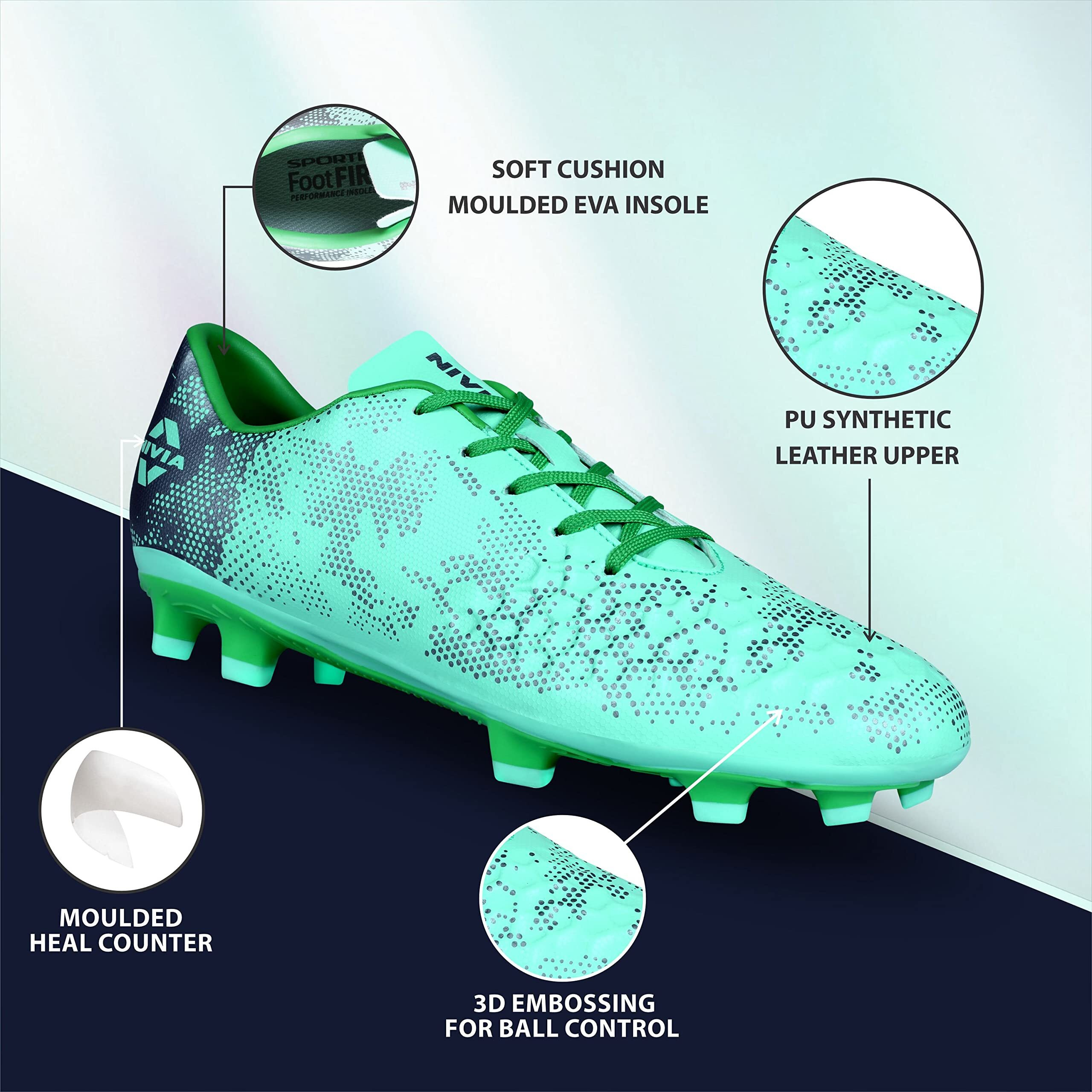 Nivia Ditmar 3.0 Football Shoes For Men/Sports And Athletic Footwear With Upper Synthetic/Comfortable Football Shoes (Sea Green) Uk-11