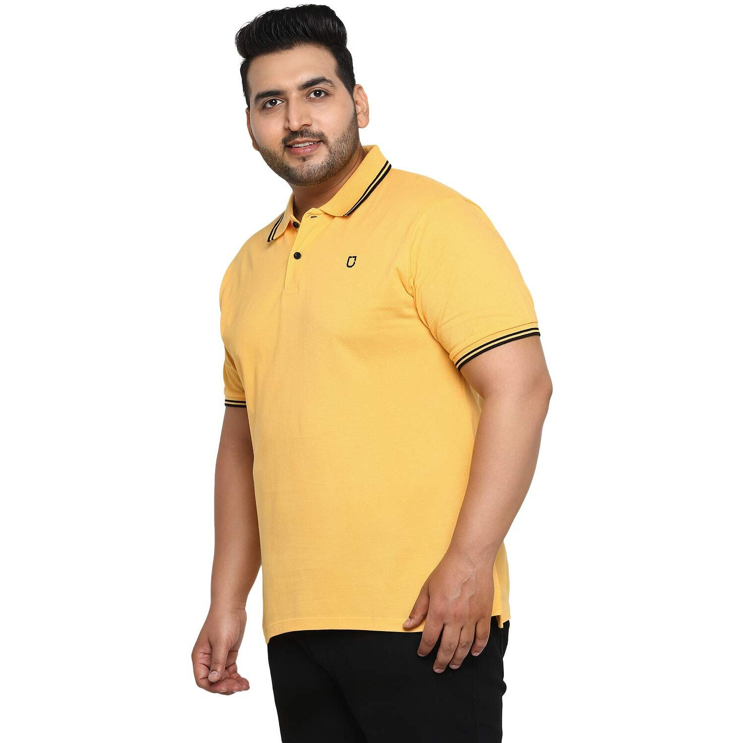 Urbano Plus Men's Lemon Yellow Solid Cotton Polo T-Shirt (Plustpolop-Lemyel-Xxl)