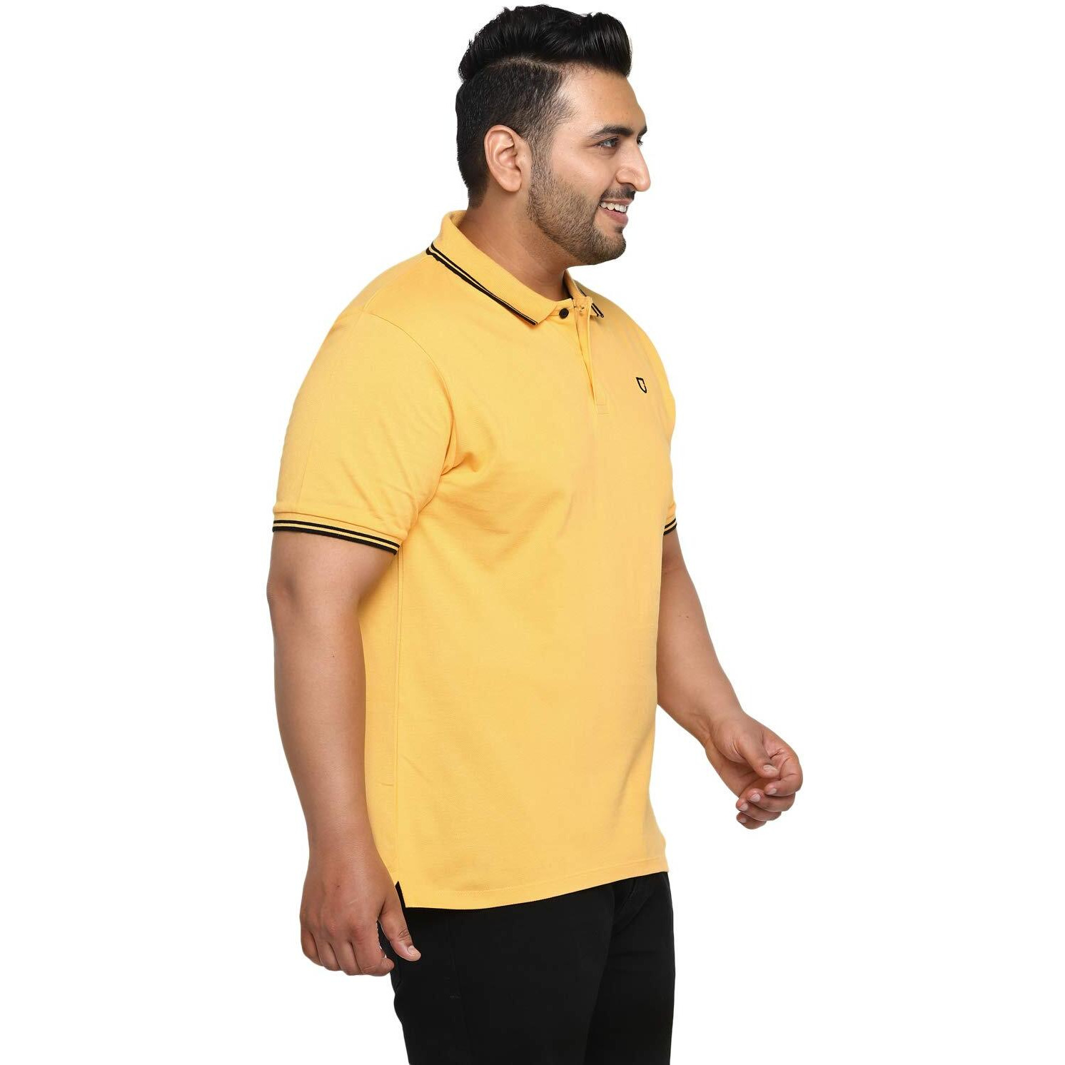 Urbano Plus Men's Lemon Yellow Solid Cotton Polo T-Shirt (Plustpolop-Lemyel-Xxl)