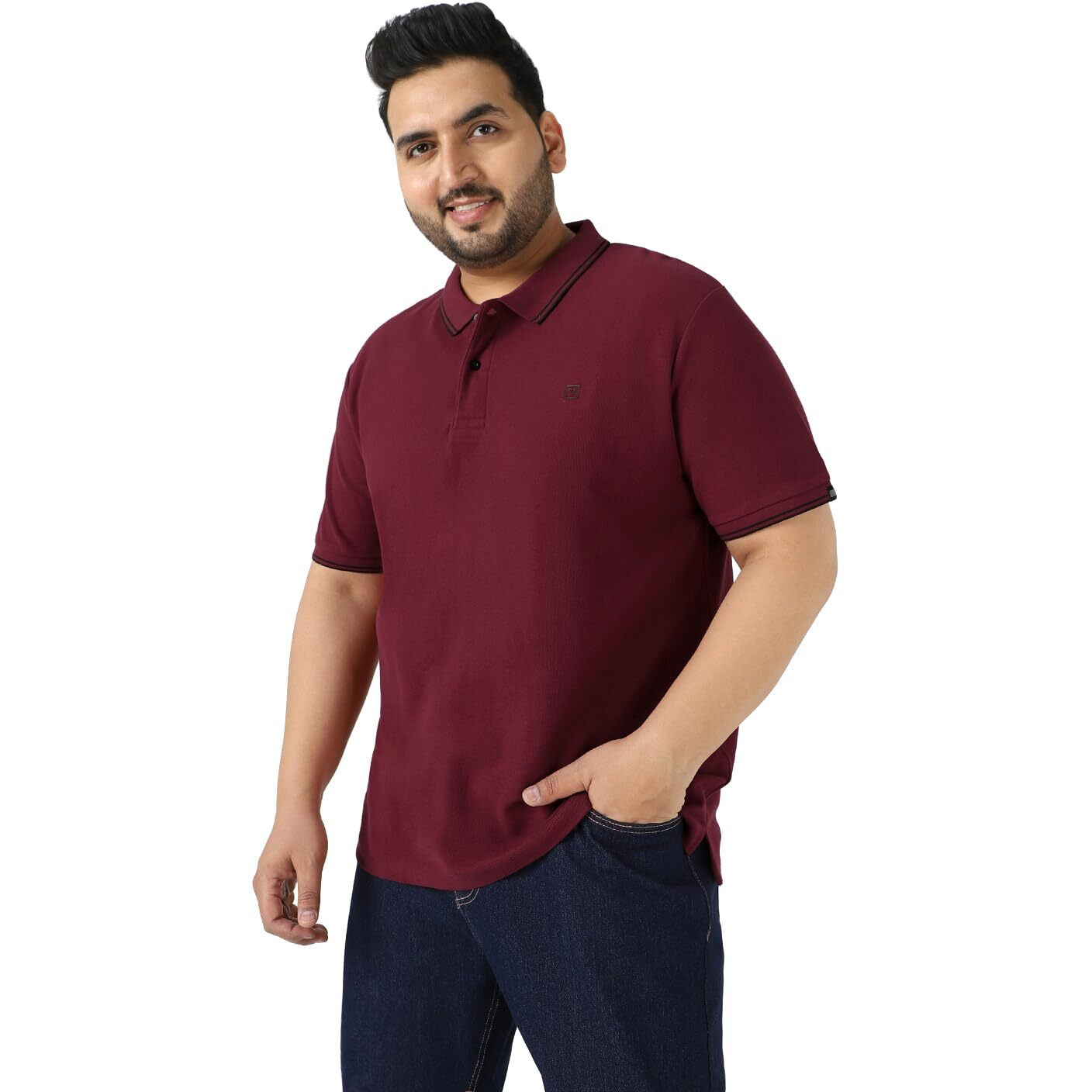 Urbano Plus Men's Maroon Solid Cotton Polo T-Shirt (Plustpolop-Maroon-Xxl)