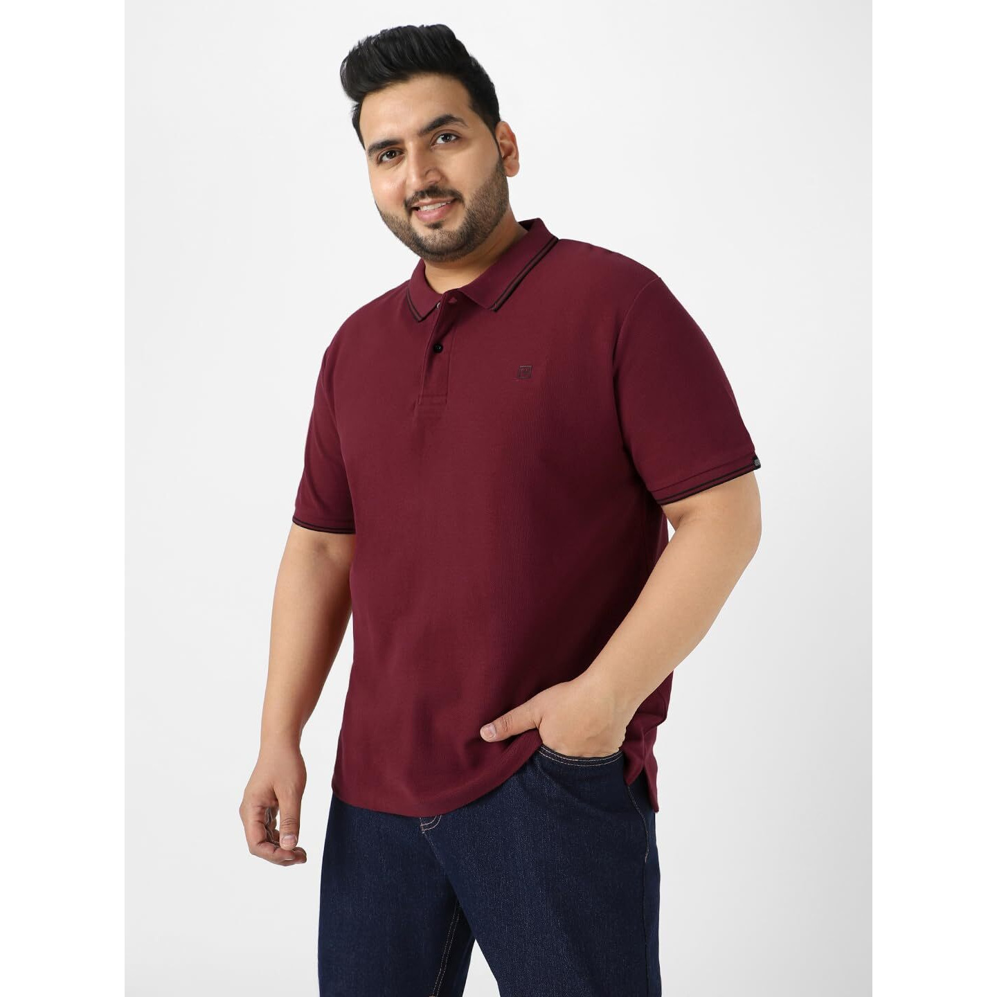 Urbano Plus Men's Maroon Solid Cotton Polo T-Shirt (Plustpolop-Maroon-Xxl)